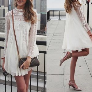 Free People Lace Mock Neck Mini Dress Size Small